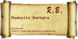 Radovits Barbara névjegykártya